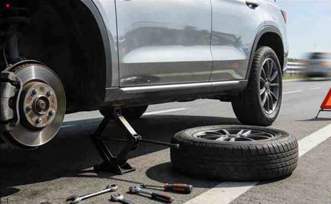 通化汽车流动补胎案例